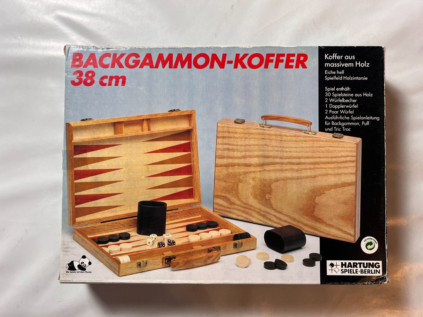 Backgammon Koffer HARTUNG Spiele 38 cm Vintage Eiche Hell Holz  Vollständig - Ansicht 9