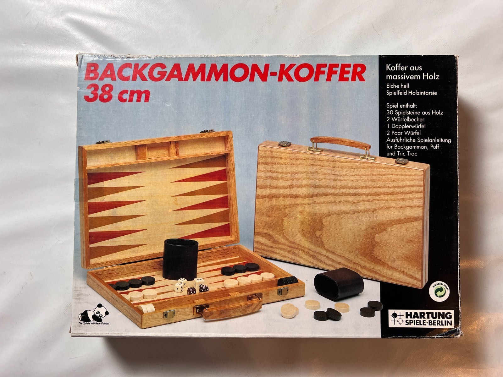 Backgammon Koffer HARTUNG Spiele 38 cm Vintage Eiche Hell Holz  Vollständig - Ansicht 9