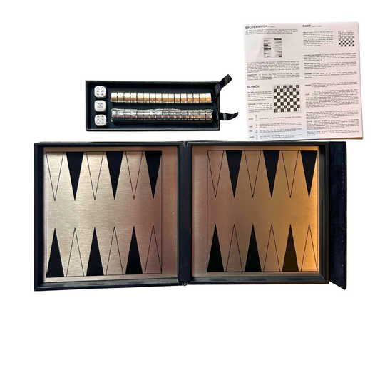 Backgammon Koffer - schwarz 12,5x12,5cm geschlossen magnetisch - Vollständig - Ansicht 1
