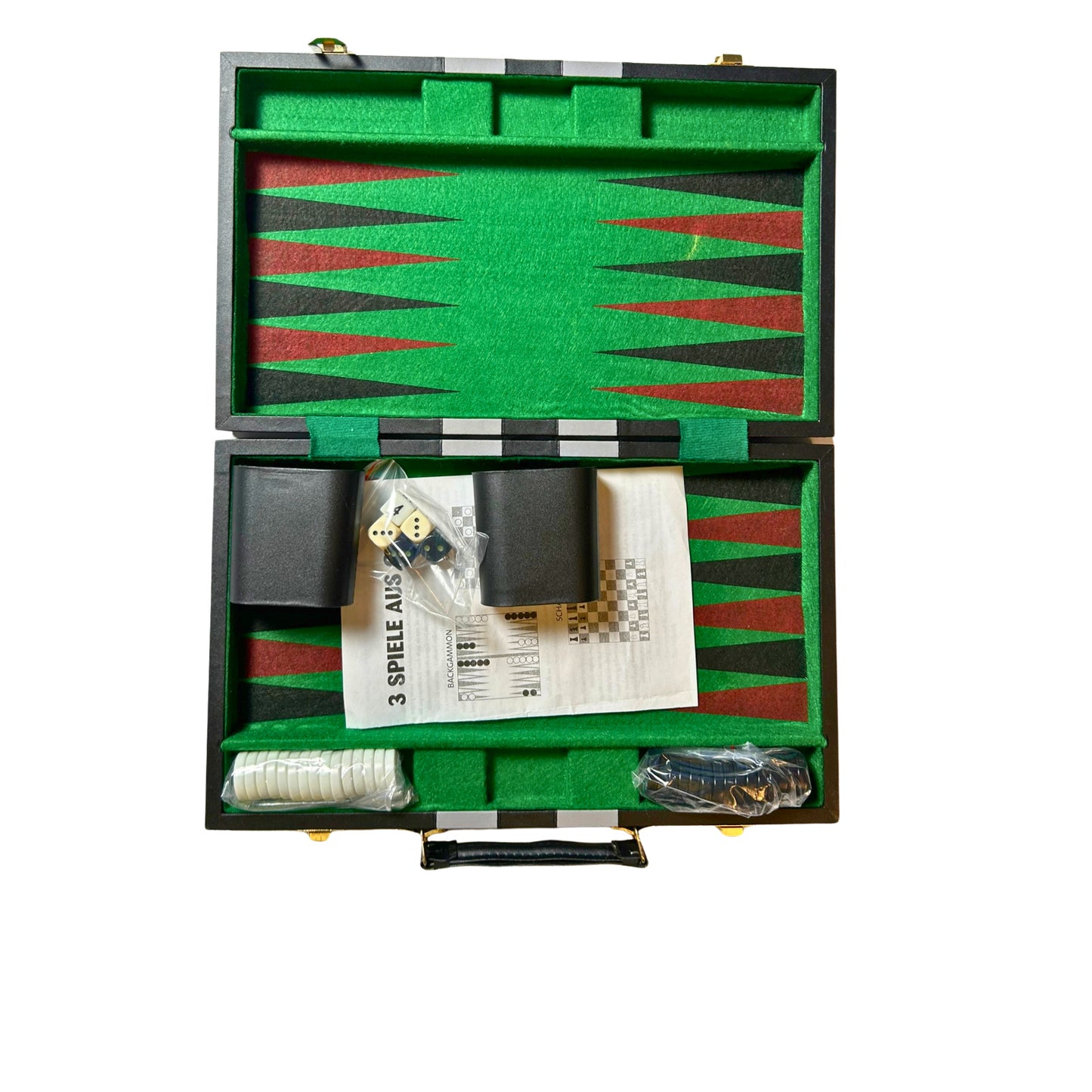 Backgammon Koffer schwarz 38x24cm geschlossen – SKU A7113 – Gesellschaftsspiel gebraucht kaufen bei Brettspielimperium