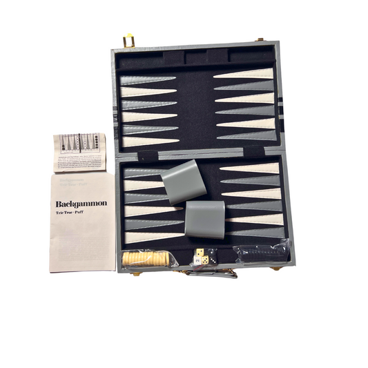 Backgammon Koffer - schwarz 38x24cm geschlossen - Vollständig Super Zustand - Ansicht 1