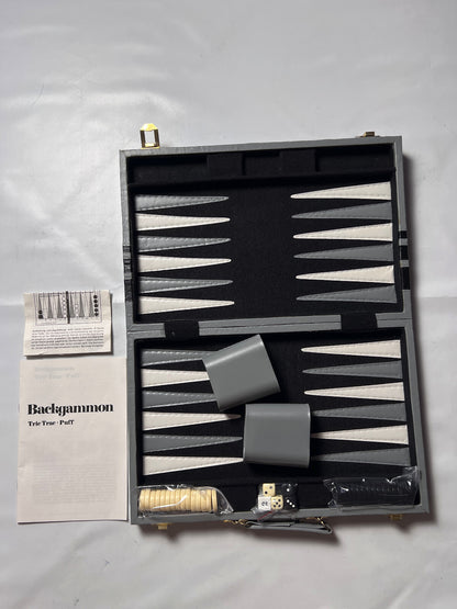 Backgammon Koffer - schwarz 38x24cm geschlossen - Vollständig Super Zustand - Ansicht 2
