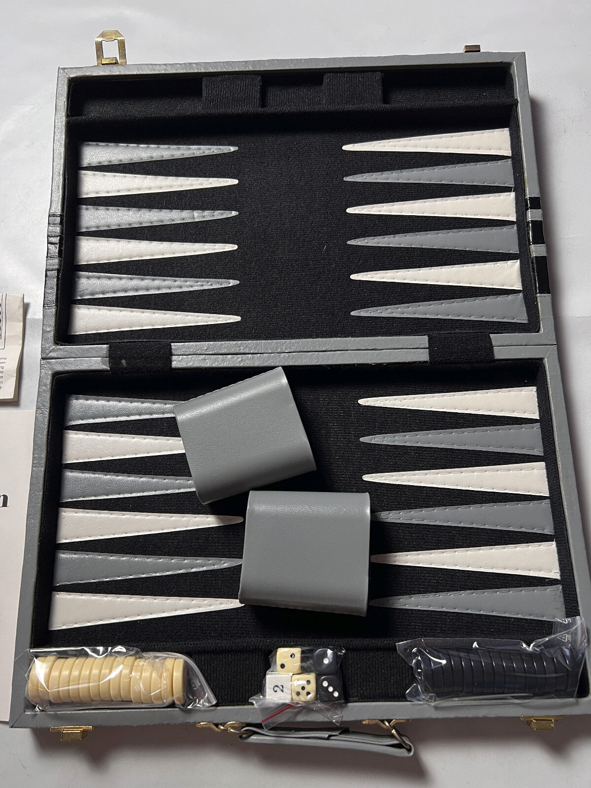 Backgammon Koffer - schwarz 38x24cm geschlossen - Vollständig Super Zustand - Ansicht 3