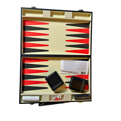 Backgammon Kunstleder-Koffer -Rot schwarz 36 x 27 cm geschlossen Simba - Unbesp – SKU A9062 – Gesellschaftsspiel gebraucht kaufen bei Brettspielimperium
