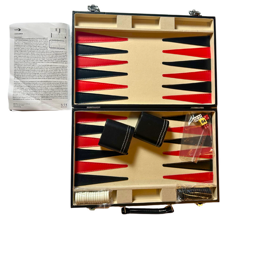 Backgammon KunstlederKoffer Rot schwarz  36 x 27 cm geschlossen Simba  Vollst - Ansicht 1