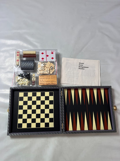 Backgammon Spiele Kunstleder-Koffer  26 x 23 cm geschlossen - Vollständig - Ansicht 2