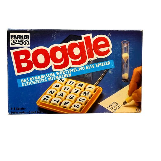 Boggle Kreuz und Quer durchs Wort Gewirr - PARKER Deutsche 1985 – SKU A12504 – Gesellschaftsspiel gebraucht kaufen bei Brettspielimperium