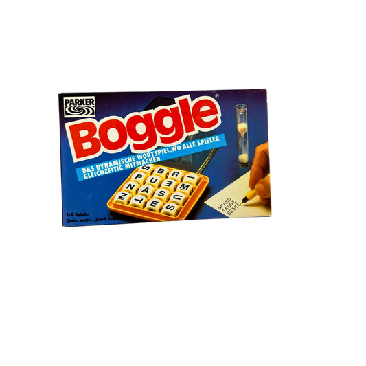 Boggle Kreuz und Quer durchs Wort Gewirr - PARKER Deutsche 1985 – SKU A9867 – Gesellschaftsspiel gebraucht kaufen bei Brettspielimperium
