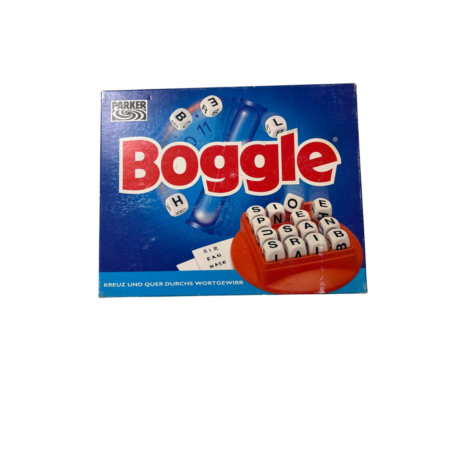 Boggle Kreuz und Quer durchs Wort Gewirr - PARKER Deutsche 1994 – SKU A13362 – Gesellschaftsspiel gebraucht kaufen bei Brettspielimperium