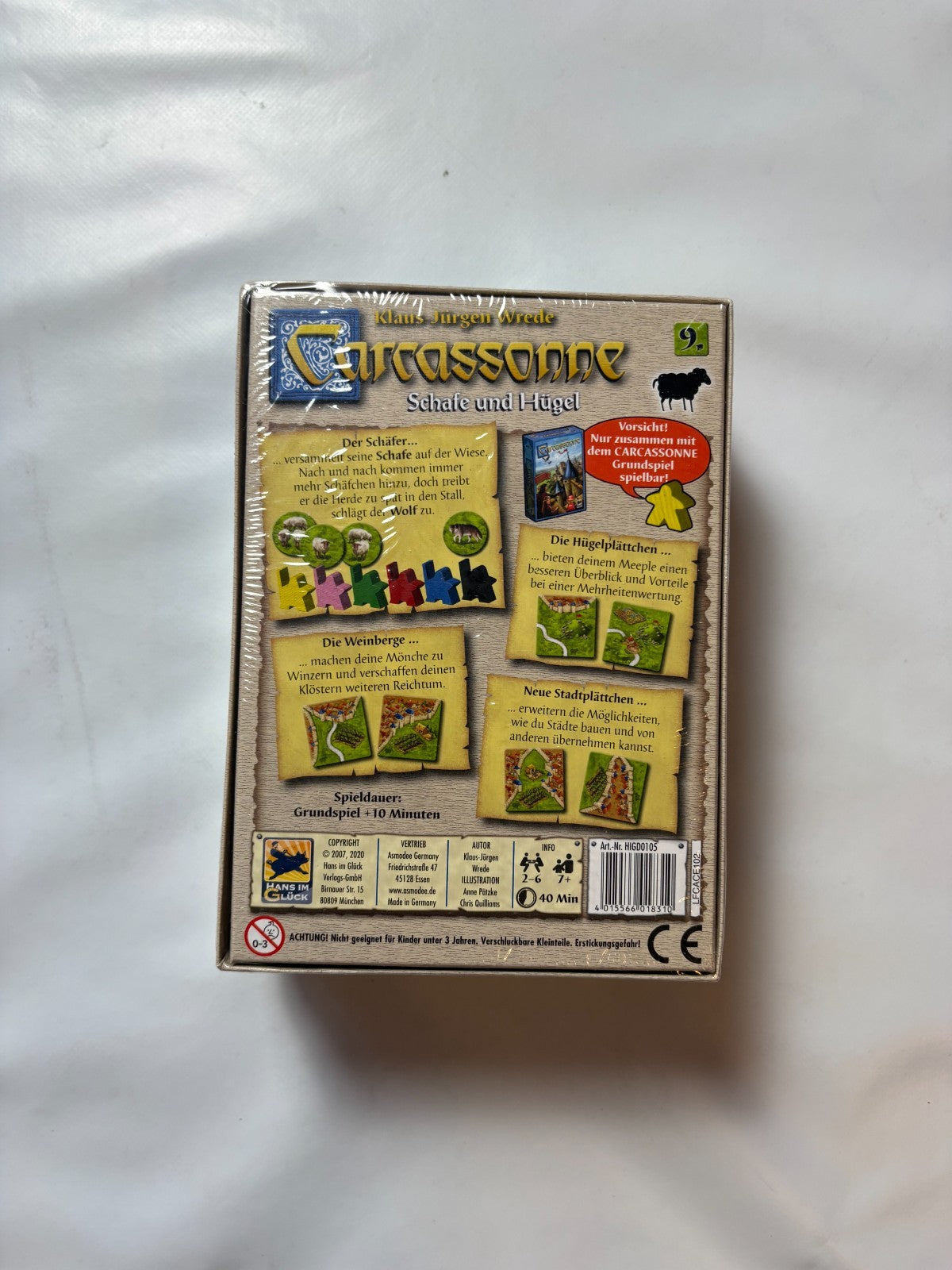 Carcassonne 9. Erweiterung Schafe und Hügel Hans Im Glück Gesellschaftsspiel Neu - Ansicht 6