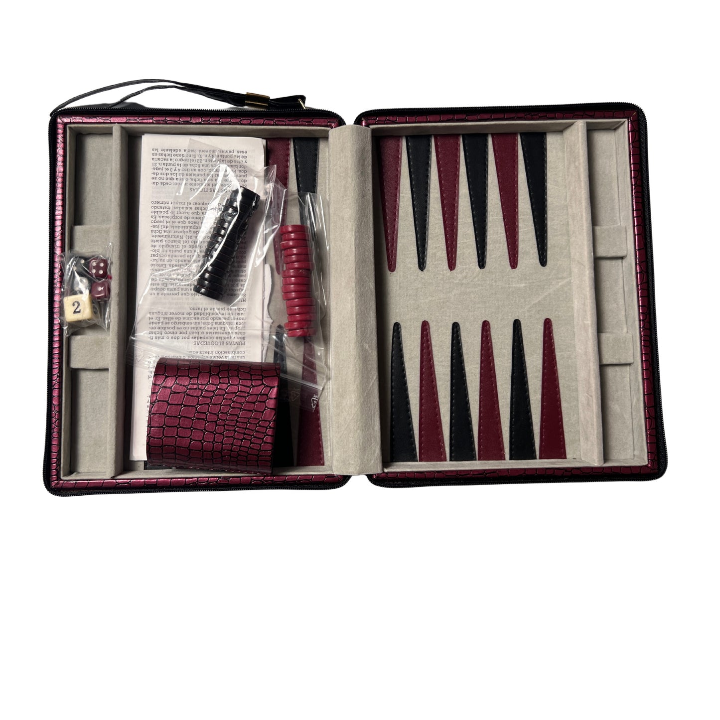 Deluxe Reise Backgammon KunstlederKoffer 1x wüfelbecher – SKU A8320 – Gesellschaftsspiel gebraucht kaufen bei Brettspielimperium