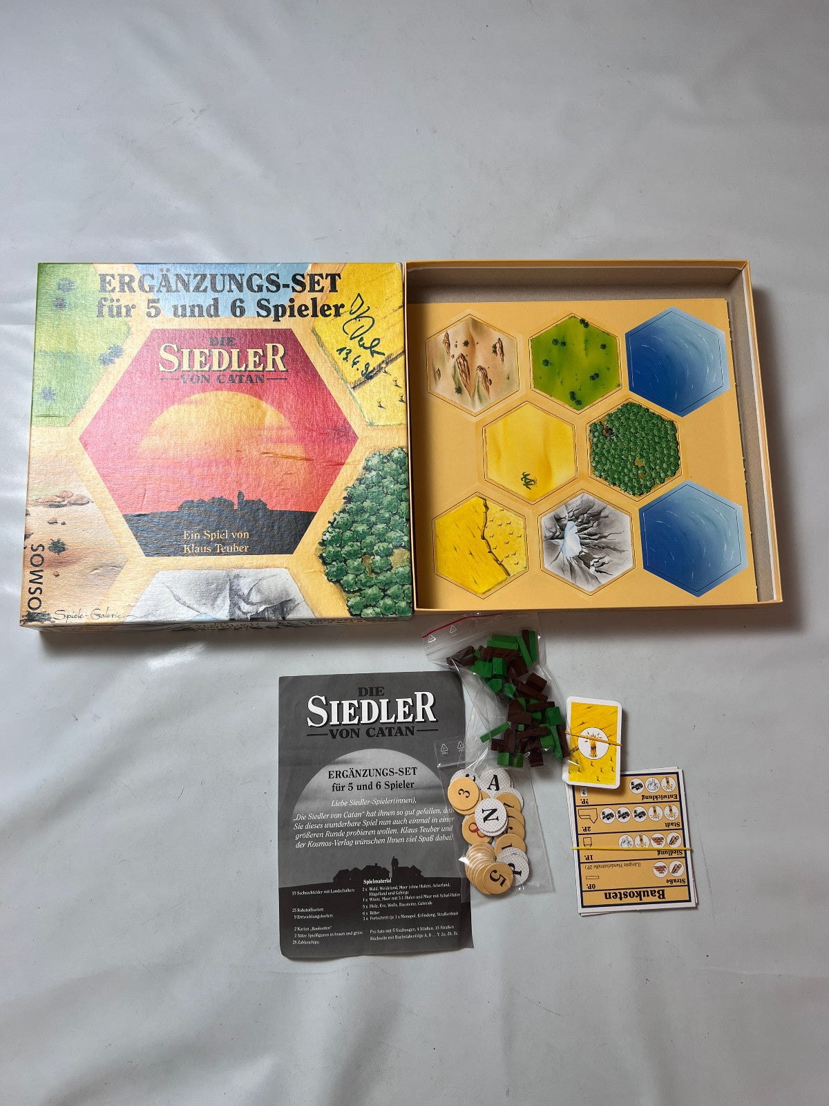 Die Siedler von Catan für 5 und 6 Spieler Holz signiert Klaus Teuber Vollständi - Ansicht 2