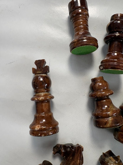 Exklusives Vintage Schachspiel aus massivem OnyxMarmor (Kalkonyx)  Vollständig - Ansicht 5