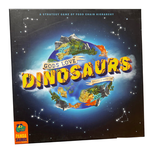 Gods Love Dinosaurs – Brettspiel von Pandasaurus Games englisch – SKU A11494 – Gesellschaftsspiel gebraucht kaufen bei Brettspielimperium
