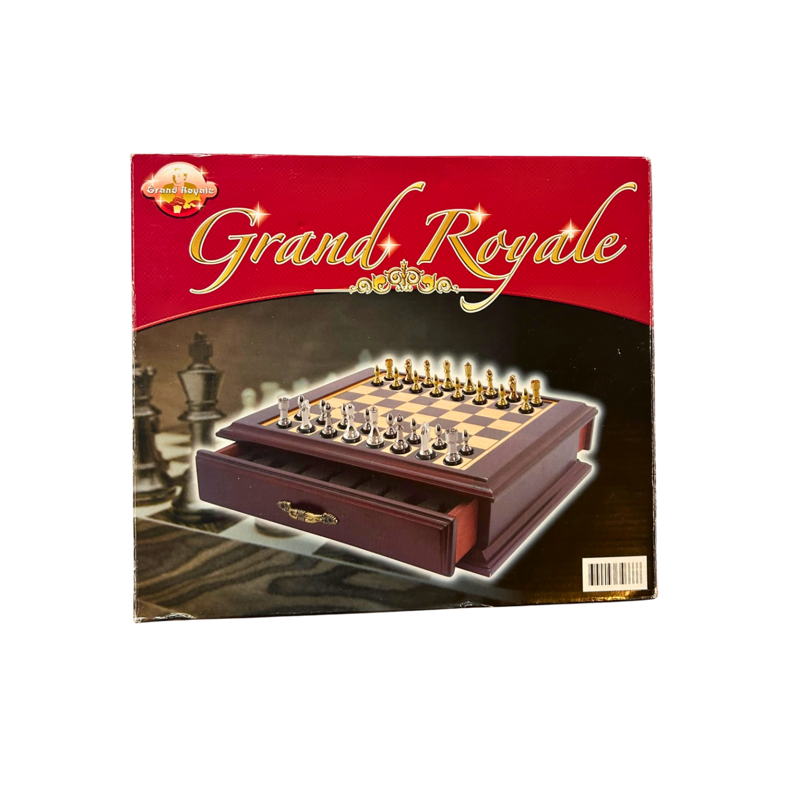 Grand Royale Schatulle aus Holz 20x20 Figuren Metall König 4cm  Unbespielt - Ansicht 1