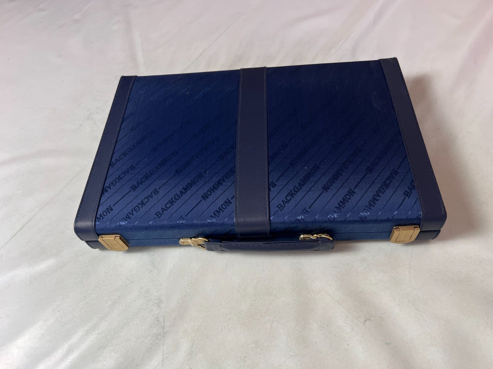 Großer Backgammon Kunstleder-Koffer - blau  38 x 25 cm geschlossen - Ansicht 10
