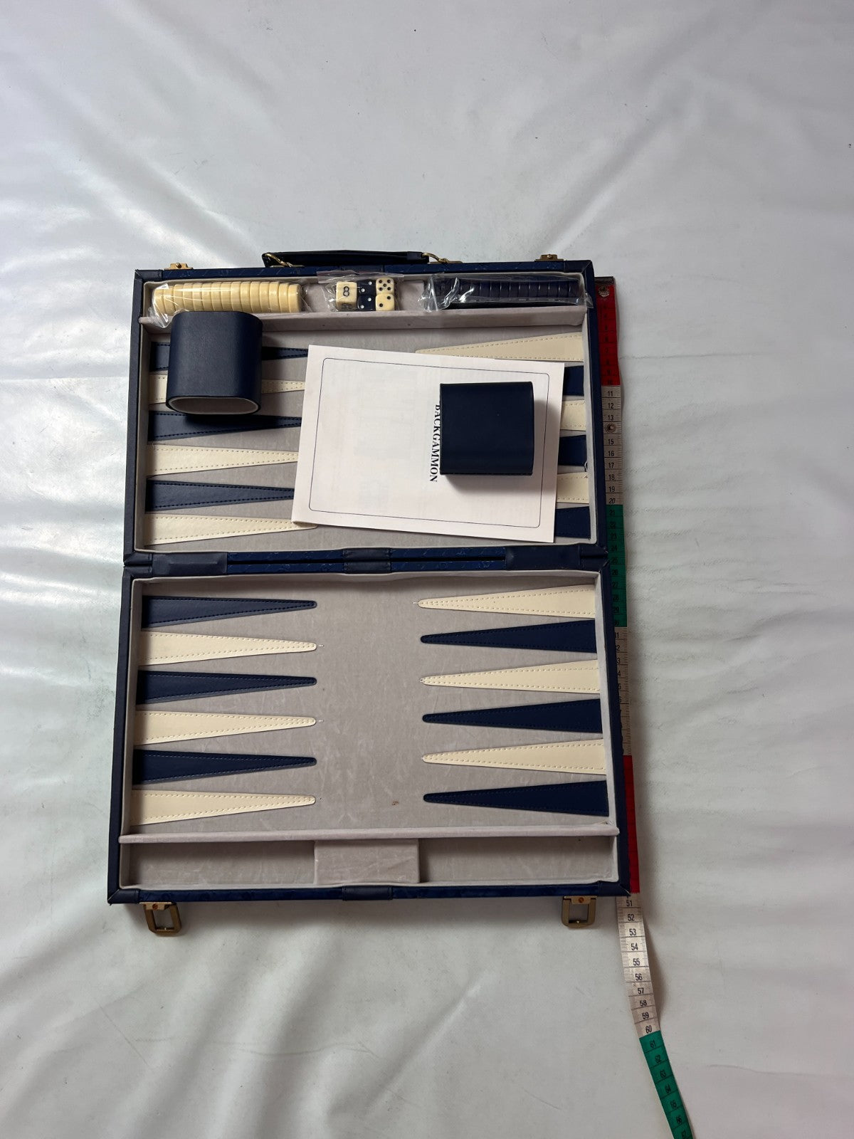 Großer Backgammon Kunstleder-Koffer - blau  38 x 25 cm geschlossen - Ansicht 2