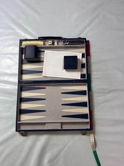 Großer Backgammon Kunstleder-Koffer - blau  38 x 25 cm geschlossen - Ansicht 2