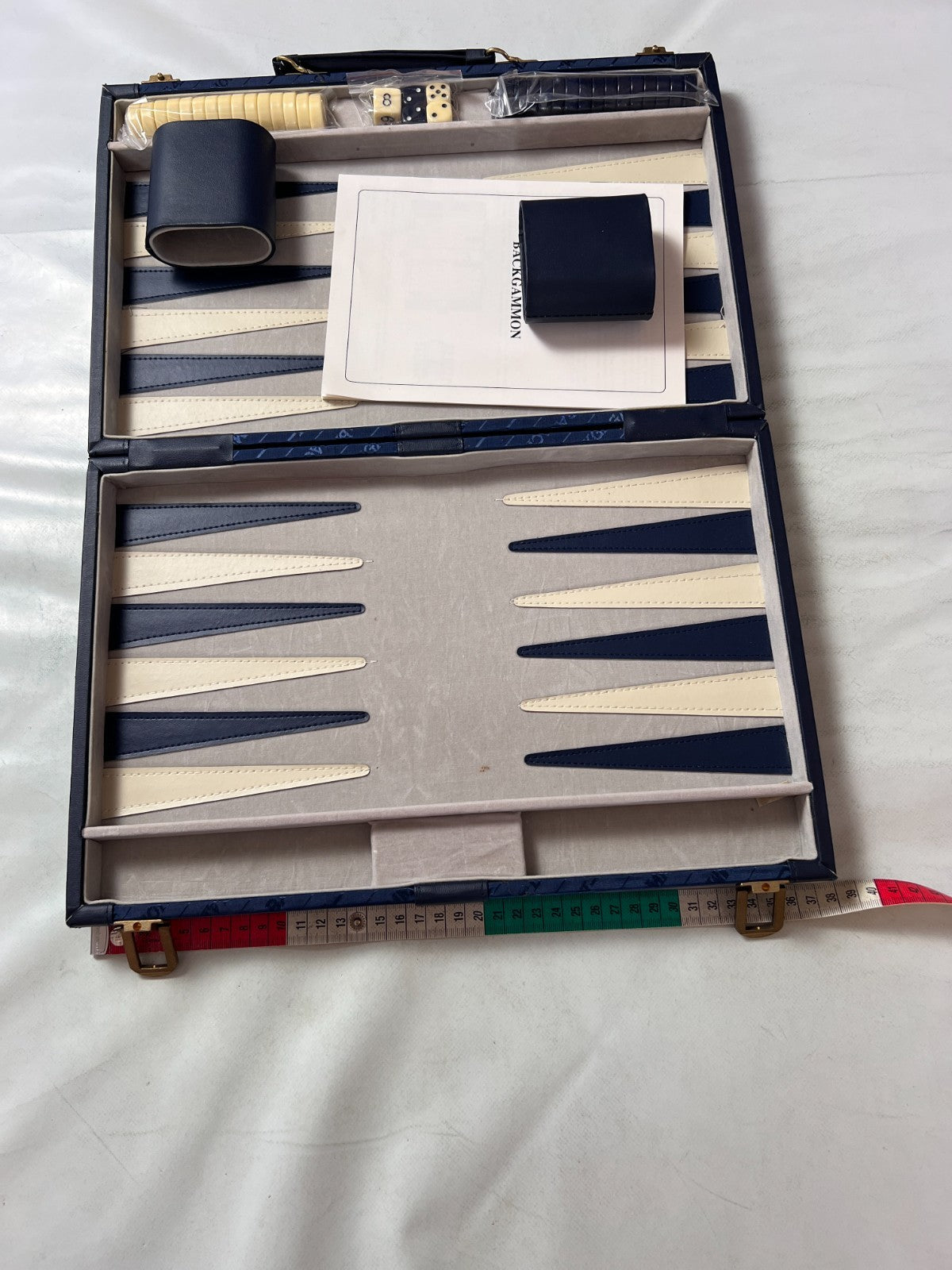 Großer Backgammon Kunstleder-Koffer - blau  38 x 25 cm geschlossen - Ansicht 4