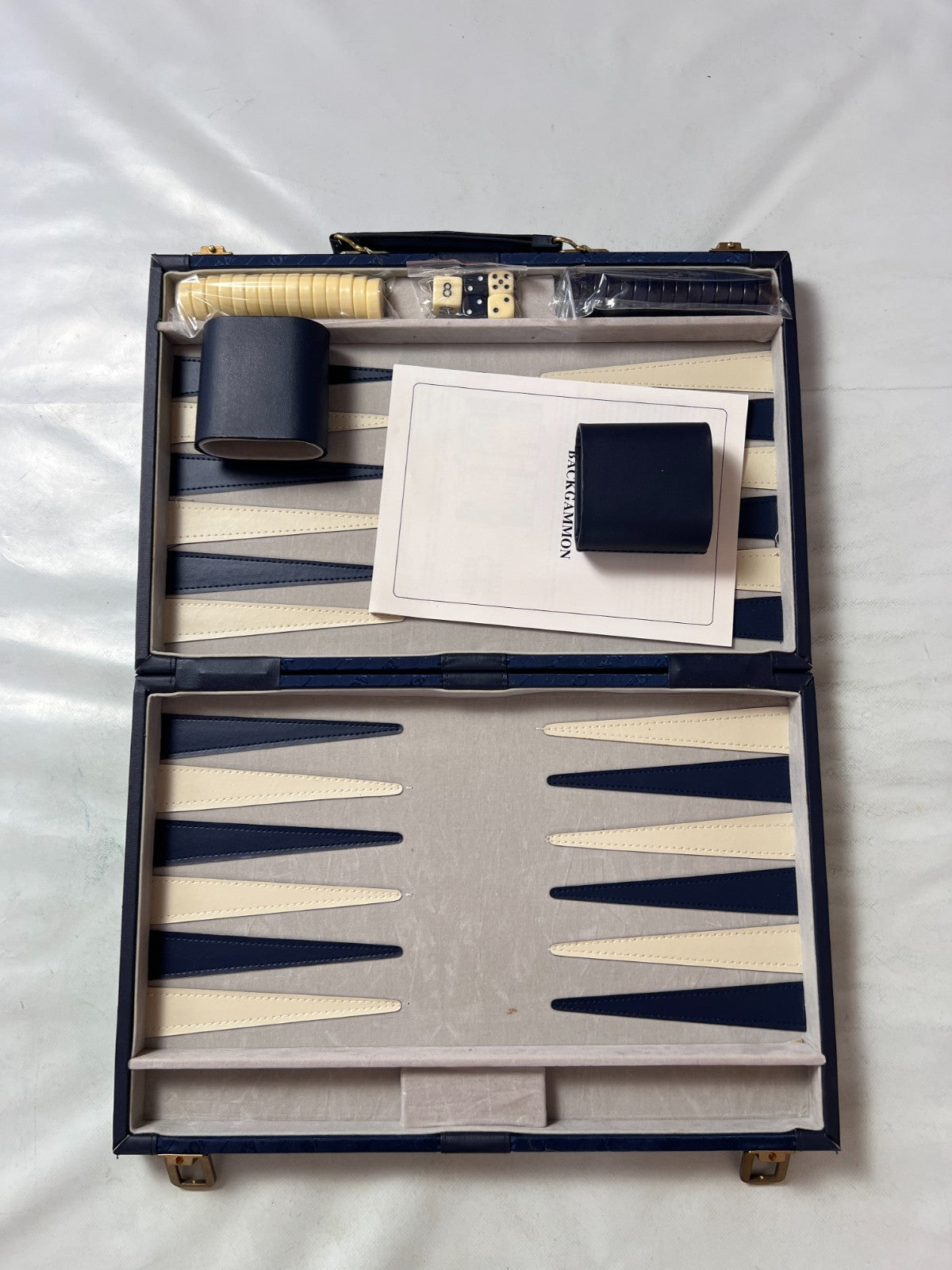 Großer Backgammon Kunstleder-Koffer - blau  38 x 25 cm geschlossen - Ansicht 5