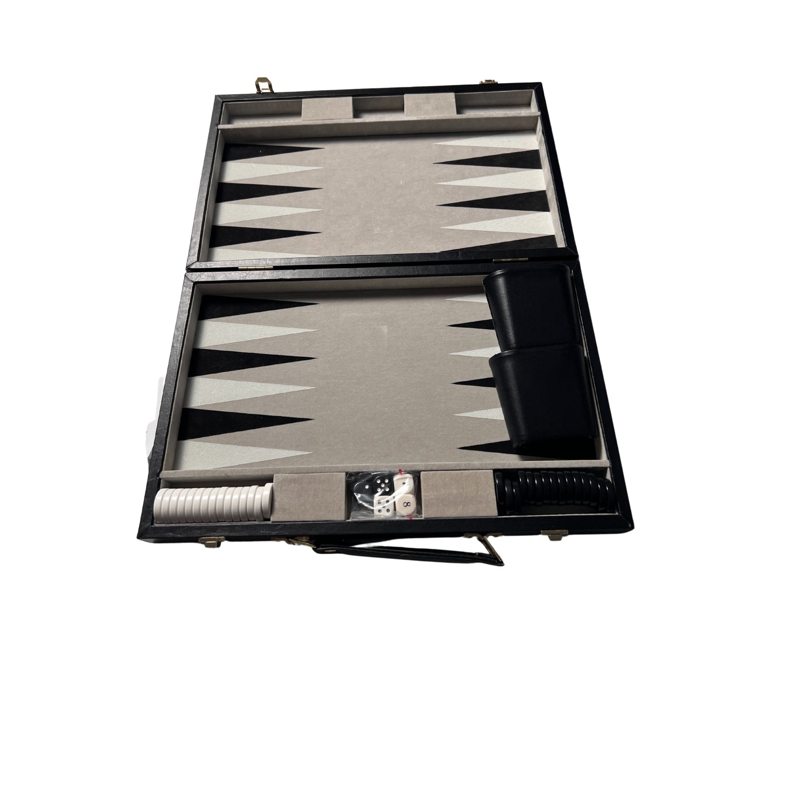 Großer Backgammon Kunstleder-Koffer - Schwarz 38 x 25 cm geschlossen – SKU A8529 – Gesellschaftsspiel gebraucht kaufen bei Brettspielimperium
