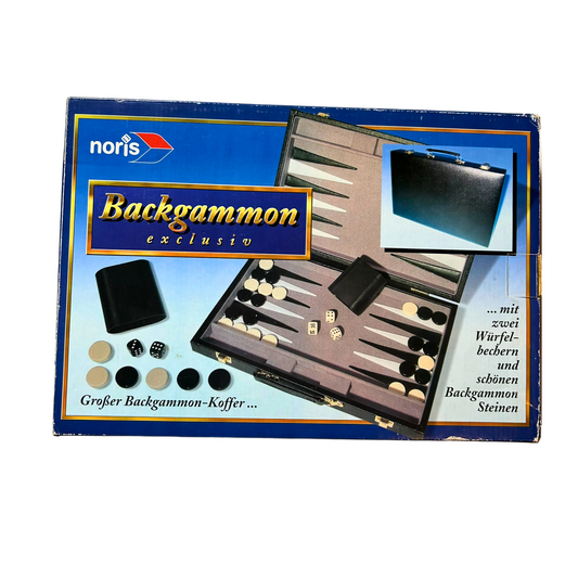 Großer Backgammon Kunstleder-Koffer -schwarz Noris 38 x 25 cm geschlossen - Ansicht 1