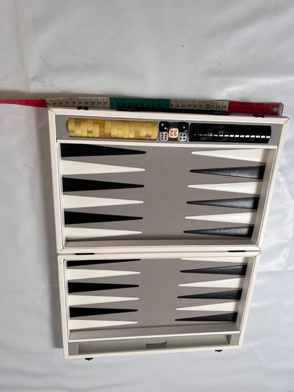 Großer Backgammon Kunstleder-Koffer -Weiss 38 x 25 cm geschlossen - Ansicht 5