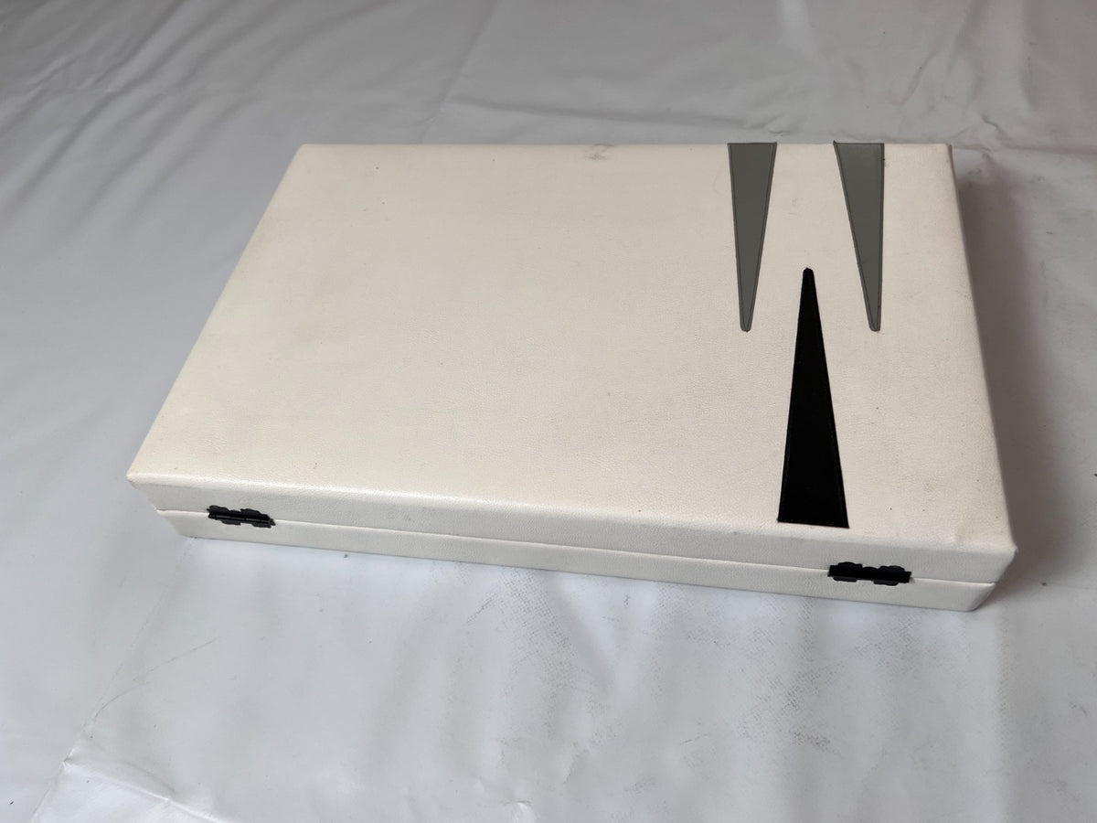Großer Backgammon Kunstleder-Koffer -Weiss 38 x 25 cm geschlossen - Ansicht 9