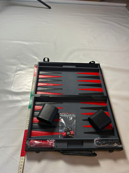 Großer Backgammon KunstlederKoffer Rot schwarz  38 x 25 cm geschlossen - Ansicht 11