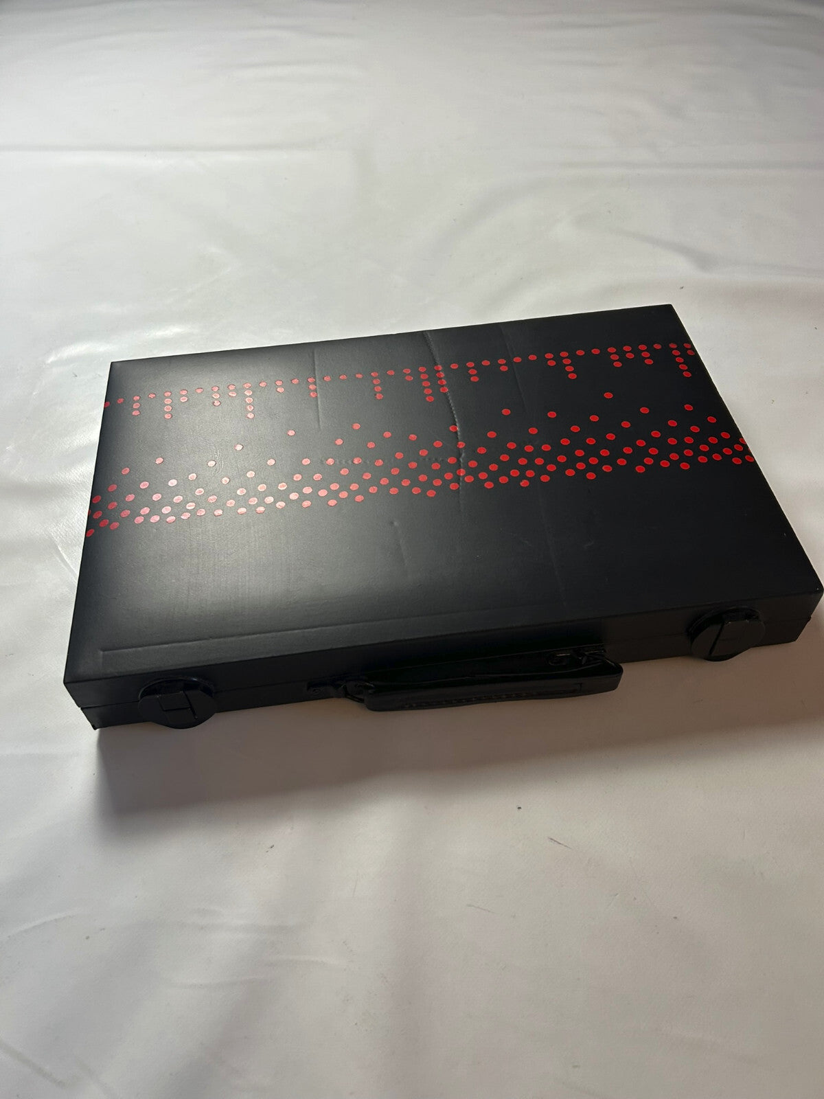 Großer Backgammon KunstlederKoffer Rot schwarz  38 x 25 cm geschlossen - Ansicht 5