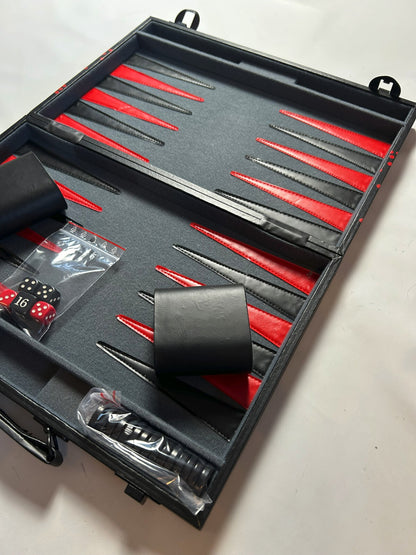 Großer Backgammon KunstlederKoffer Rot schwarz  38 x 25 cm geschlossen - Ansicht 8