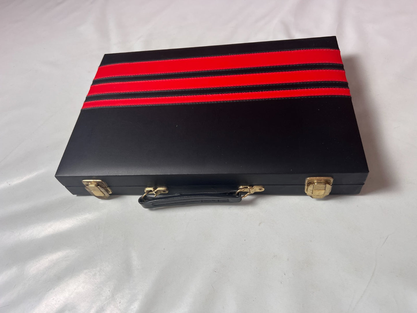 Großer Backgammon KunstlederKoffer Rot schwarz Hartung  38 x 25 cm geschlossen - Ansicht 10