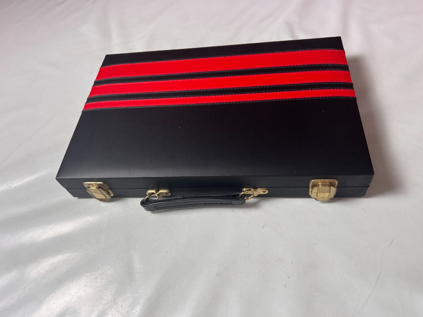 Großer Backgammon KunstlederKoffer Rot schwarz Hartung  38 x 25 cm geschlossen - Ansicht 10