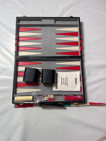 Großer Backgammon KunstlederKoffer Rot schwarz Hartung  38 x 25 cm geschlossen - Ansicht 4