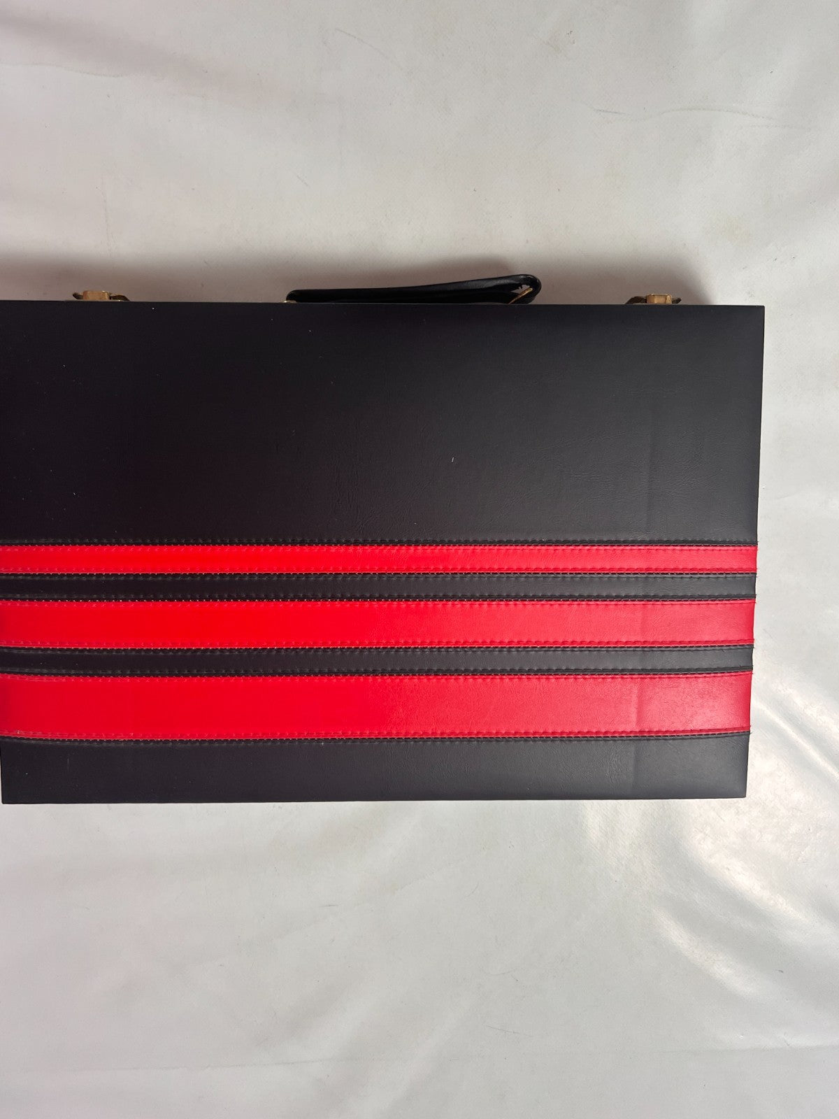 Großer Backgammon KunstlederKoffer Rot schwarz Hartung  38 x 25 cm geschlossen - Ansicht 6