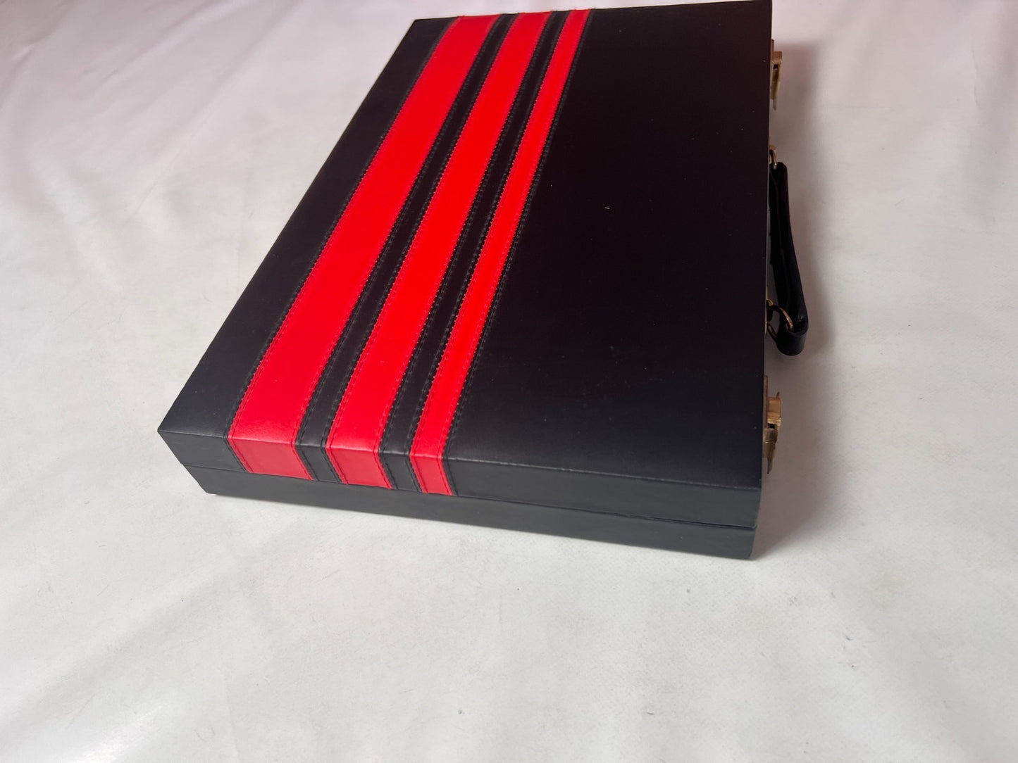 Großer Backgammon KunstlederKoffer Rot schwarz Hartung  38 x 25 cm geschlossen - Ansicht 7