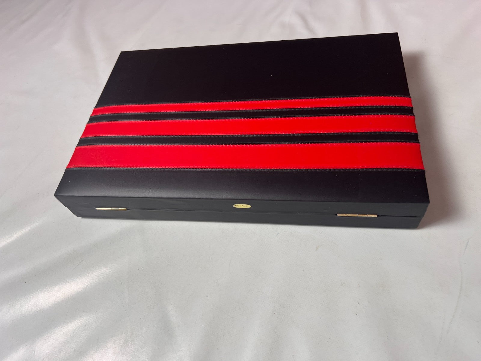 Großer Backgammon KunstlederKoffer Rot schwarz Hartung  38 x 25 cm geschlossen - Ansicht 8