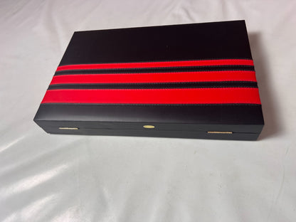Großer Backgammon KunstlederKoffer Rot schwarz Hartung  38 x 25 cm geschlossen - Ansicht 8