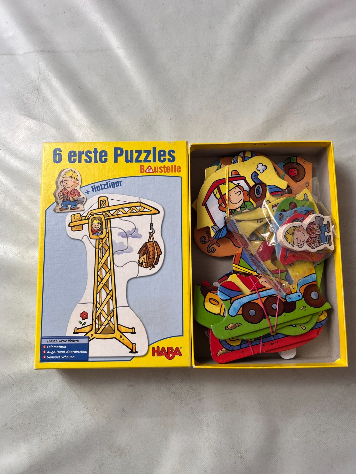 HABA Kinderpuzzle - Baustelle - 6 erste Puzzles + Holzfigur - Vollständig - Ansicht 2