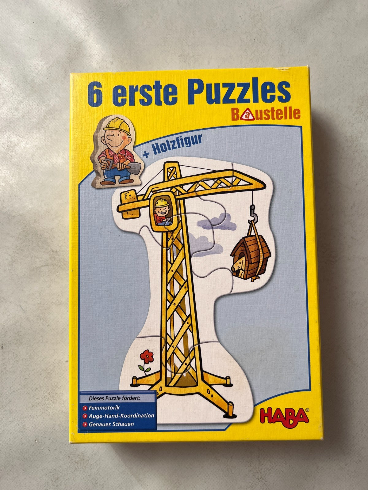 HABA Kinderpuzzle - Baustelle - 6 erste Puzzles + Holzfigur - Vollständig - Ansicht 4