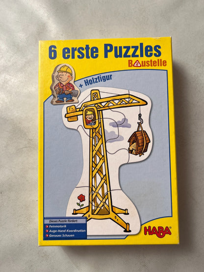 HABA Kinderpuzzle - Baustelle - 6 erste Puzzles + Holzfigur - Vollständig - Ansicht 4
