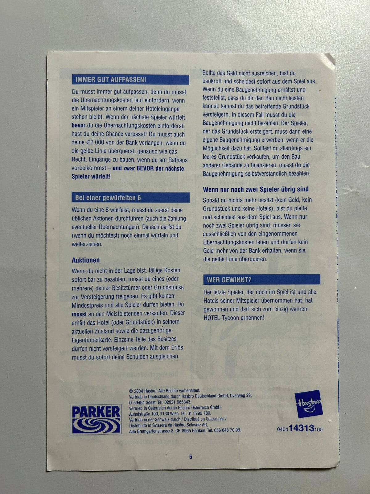 Hotel Brettspiel Parker 2004 blaue Ausgabe - 2Laternen  - Vollständig - Ansicht 15