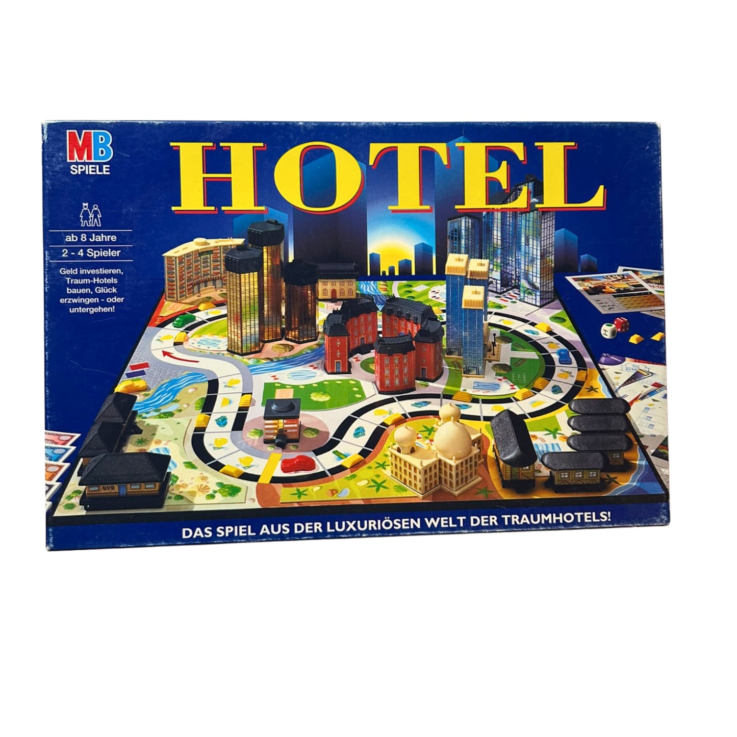 Hotel -MB 1996 blaue Ausgabe - 2Laternen – SKU A10412 – Gesellschaftsspiel gebraucht kaufen bei Brettspielimperium