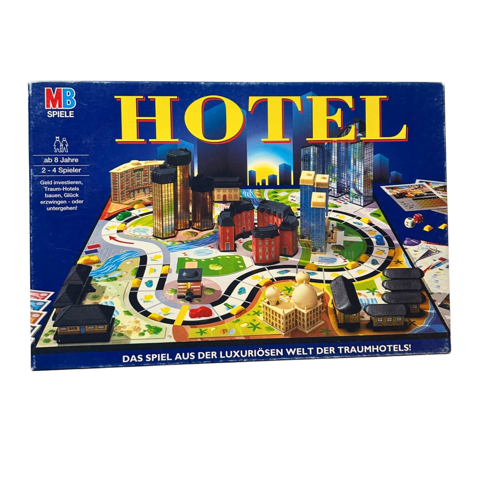 Hotel -MB 1996 blaue Ausgabe - 2Laternen – SKU A10412 – Gesellschaftsspiel gebraucht kaufen bei Brettspielimperium