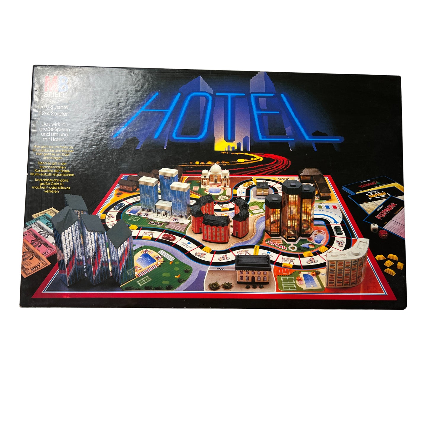 Hotel von MB Komplett mit Laternen - MB - Spieleklassiker Große schwarze Ausgabe – SKU A6786 – Gesellschaftsspiel gebraucht kaufen bei Brettspielimperium