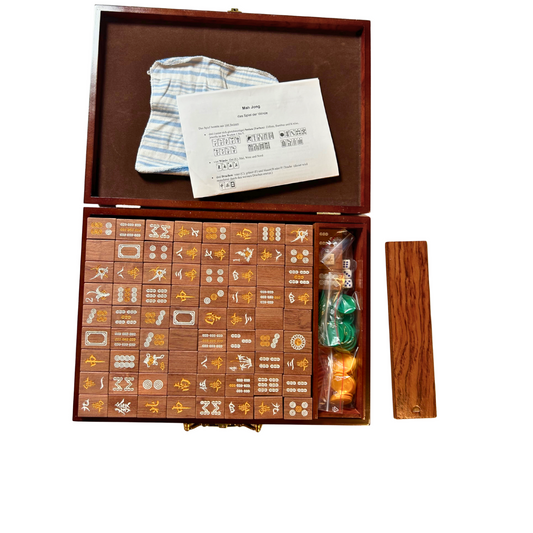 Mah Jong Mahjongg Koffer Holz 40x28cm geschlossen  Vollständig - Ansicht 1