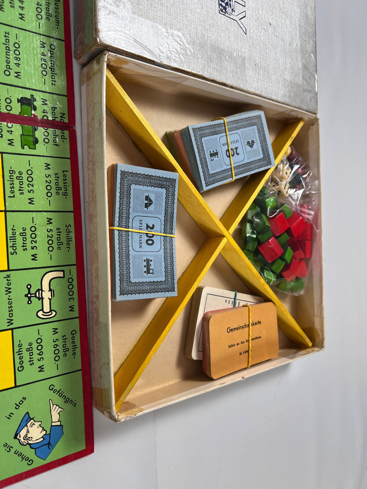 Monopoly Brettspiel Spiele Schmidt silber Vintage alt 60er Holz - Vollständig - Ansicht 6