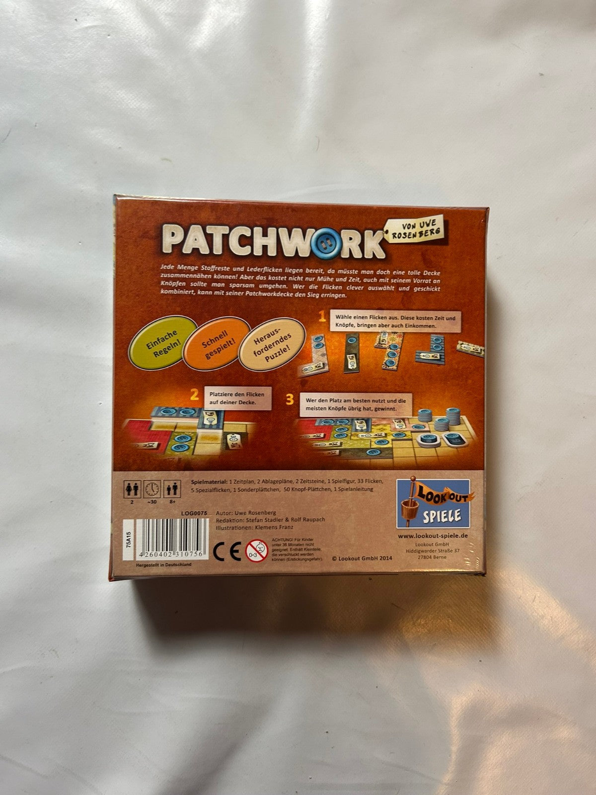 Patchwork von Uwe Rosenberg 2014 Lookout Spiele  Neu in Folie - Ansicht 6