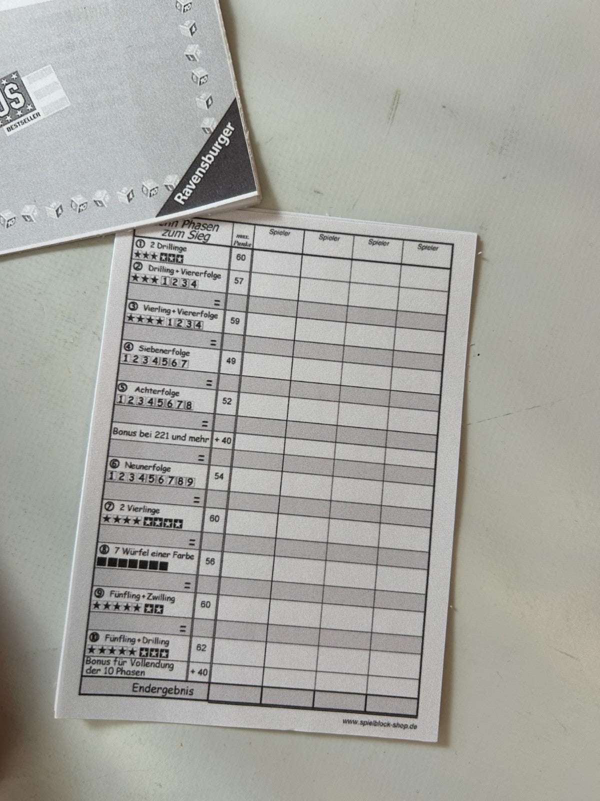 Phase 10 Würfelspiel Spiel Ravensburger Alte Version 2007  Vollständig - Ansicht 8