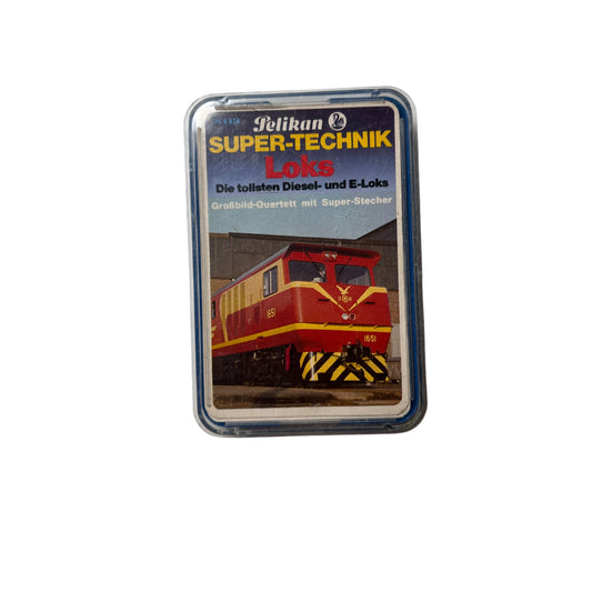 Quartett Pelikan Super Technik Loks Großbild Nr. 75B634 – SKU A6482 – Kartenspiel gebraucht kaufen bei Brettspielimperium